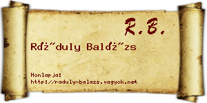 Ráduly Balázs névjegykártya