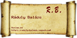 Ráduly Balázs névjegykártya